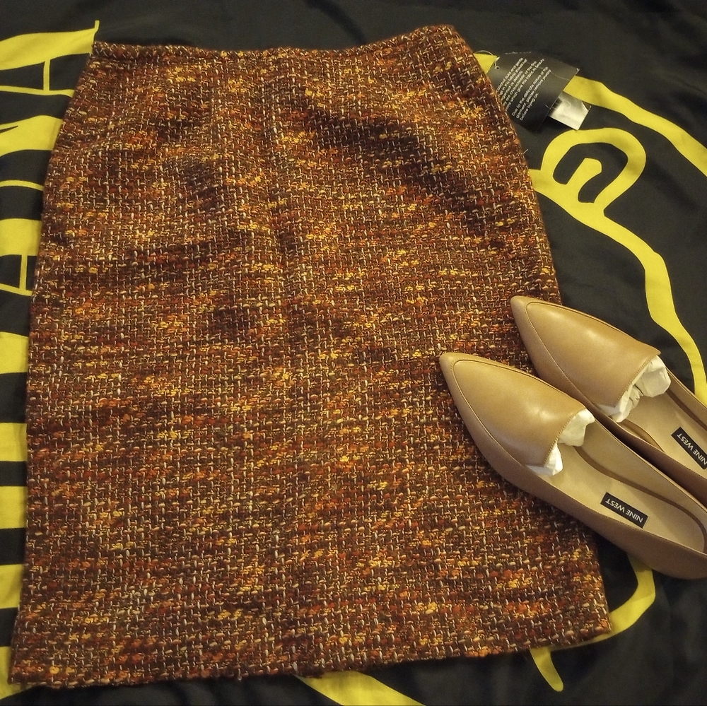 Petite Straight Pencil Tweed Skirt